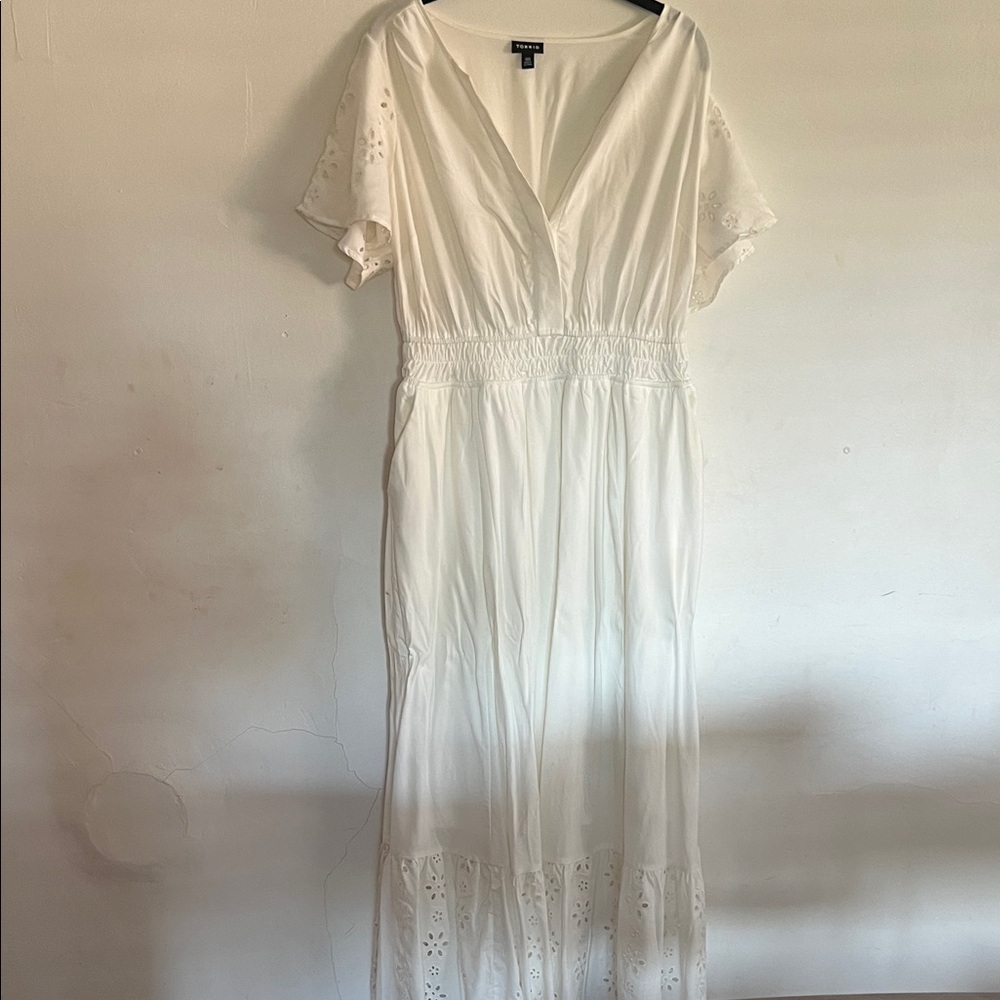 Torrid White Maxi Dress with Eyelet Details